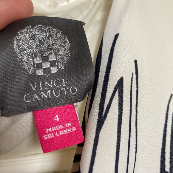 Vince Camuto High Low Dress Tropical Leaf Crew Neck, Size 4, Black Peach… - Picture 4 of 5